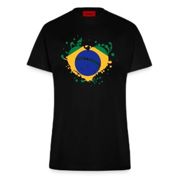 drapeau coeur bresil brasil jeux - T-shirt bio slim fit fabriqué en UE - SOLID BLACK - Devant
