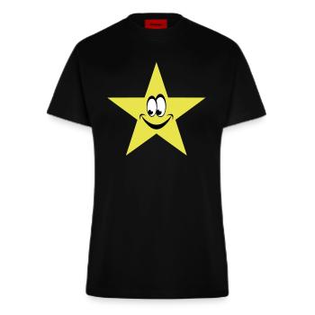 star smiley - Fitted T-Shirt - made by SPREAD - SOLID BLACK - Front