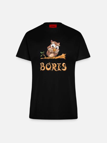 Eule Boris - Fitted T-Shirt - made by SPREAD - SOLID BLACK