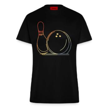 Bowling Ball and Pin Sketch - Fitted T-Shirt - made by SPREAD - SOLID BLACK - Front