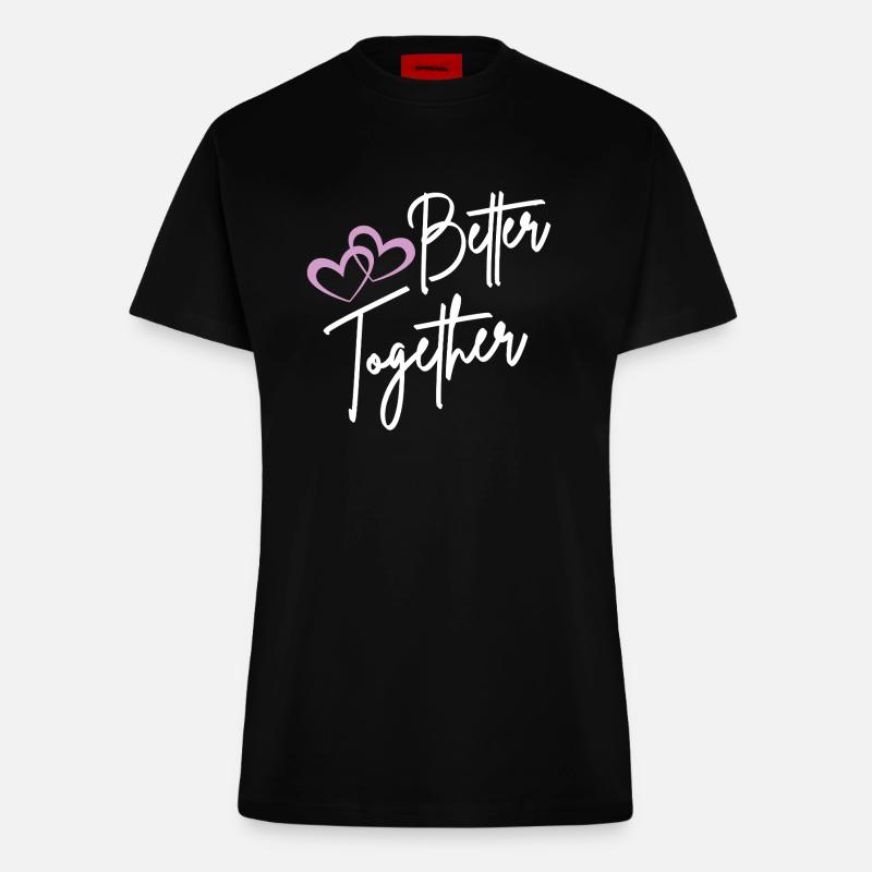 Better Together Script Hearts - Fitted T-Shirt - made by SPREAD - SOLID BLACK