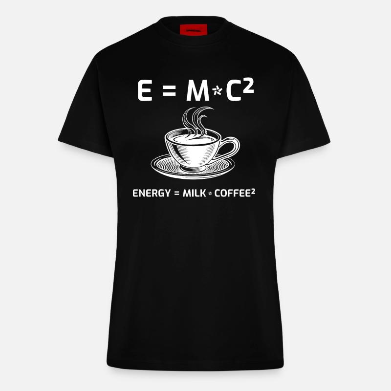 Coffee Drinker Coffee Formula E=MC2 - Fitted T-Shirt - made by SPREAD - SOLID BLACK