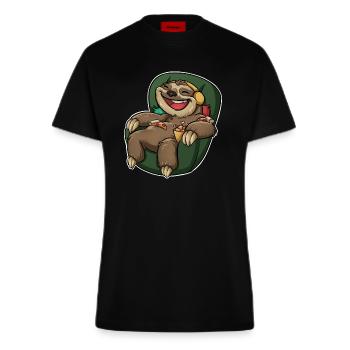 Pizza au paresseux - T-shirt bio slim fit fabriqué en UE - SOLID BLACK - Devant