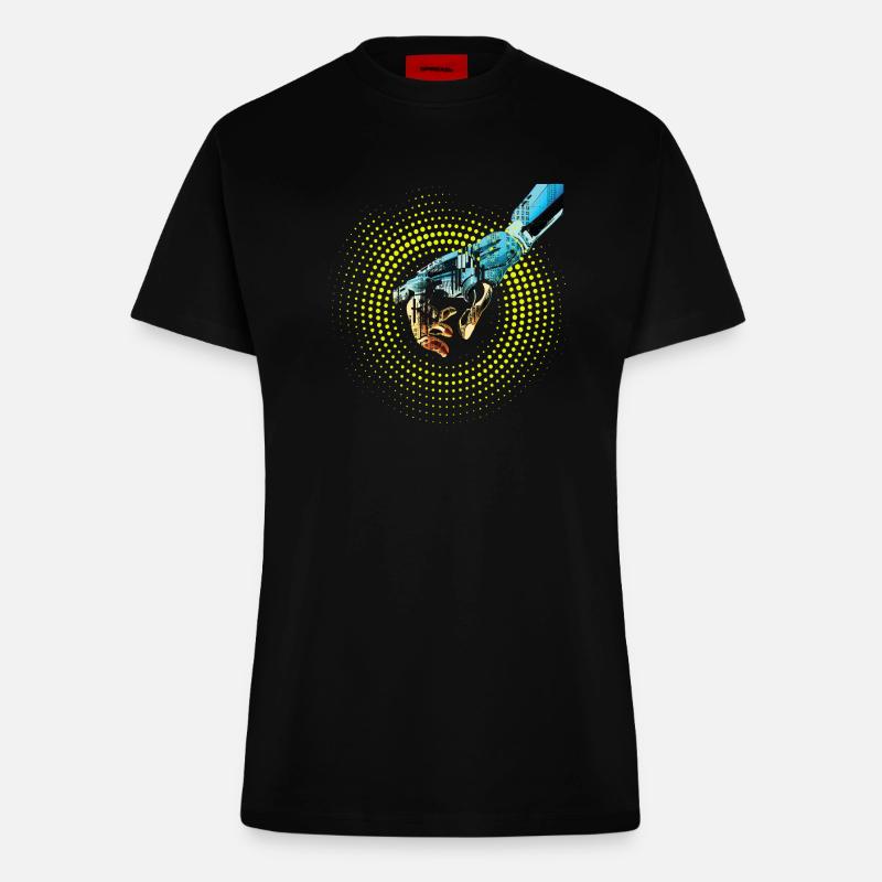 ordinateur main robot IA code cyborg numérique pc - T-shirt bio slim fit fabriqué en UE - SOLID BLACK
