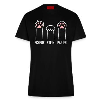 Schere Stein Papier Spiel süße Katzenpfote Katzen - Fitted T-Shirt - made by SPREAD - SOLID BLACK - Vorne