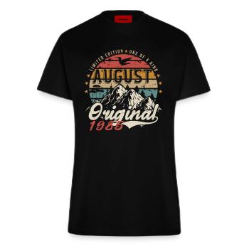 August 1985 - Fremstillet i august 1985 - Årgang 1985 - Organic fitted T-shirt made in EU - SOLID BLACK - Foran