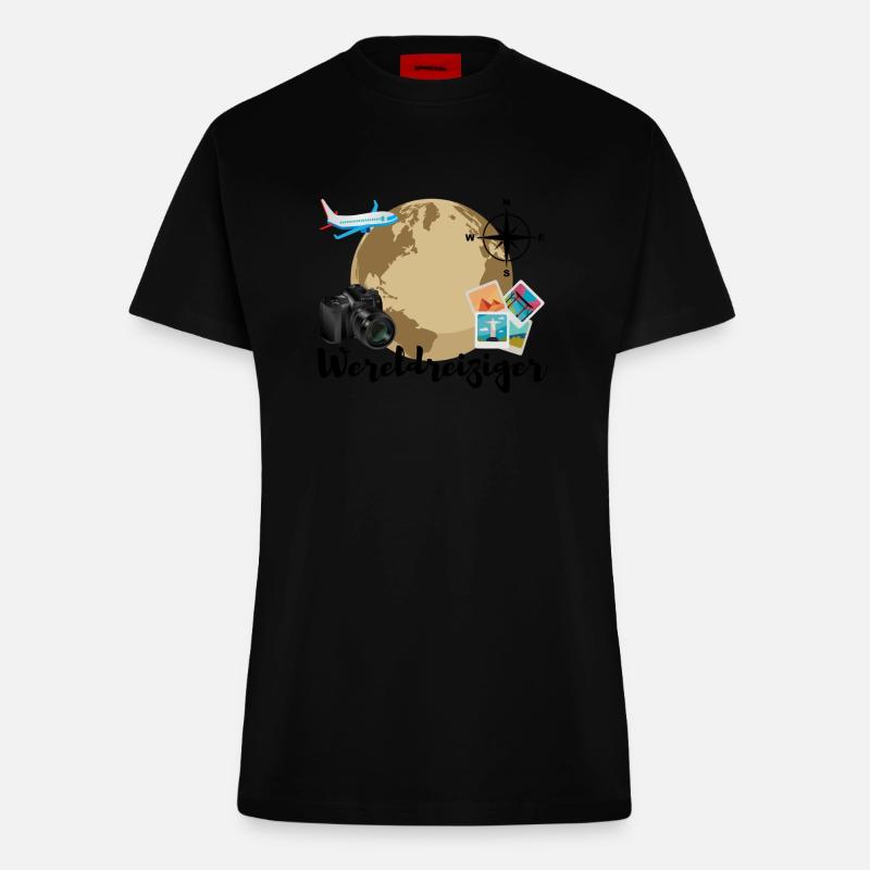 Globe-trotter - Fitted T-Shirt - made by SPREAD - SOLID BLACK