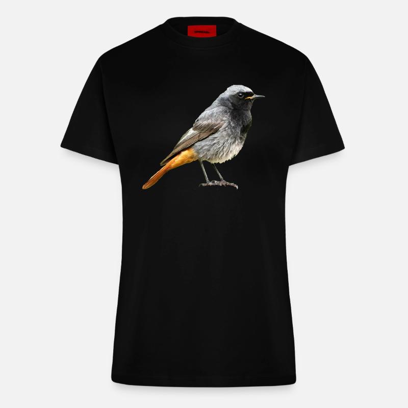 Redtail Robin - Fitted T-Shirt - made by SPREAD - SOLID BLACK