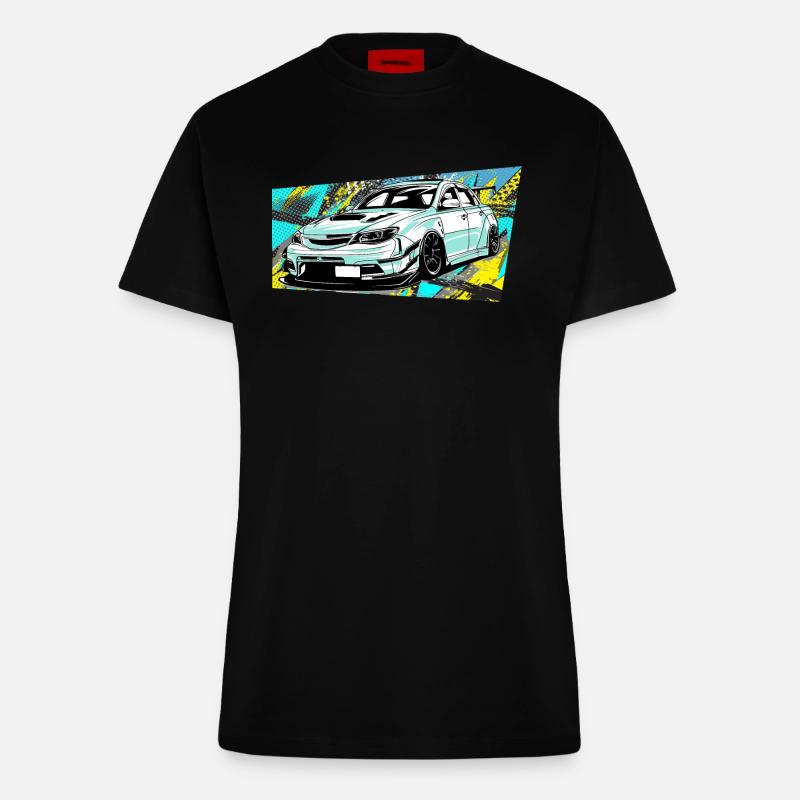Car comic style - Fitted T-Shirt - made by SPREAD - SOLID BLACK