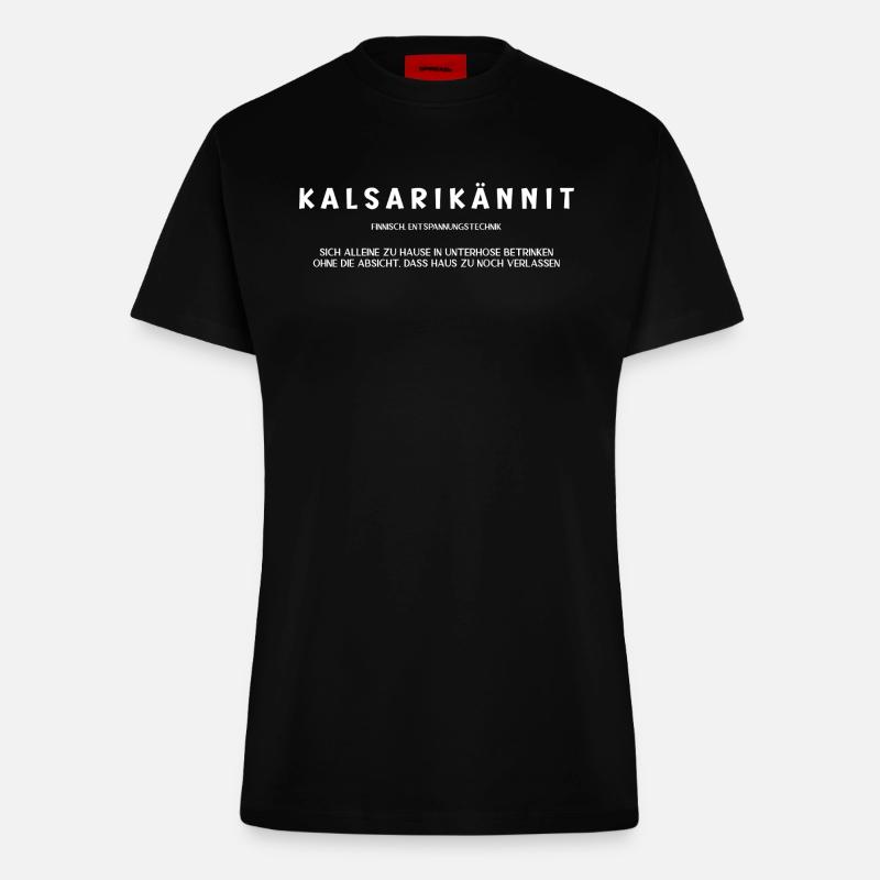 kalsarikännit w - Fitted T-Shirt - made by SPREAD - SOLID BLACK