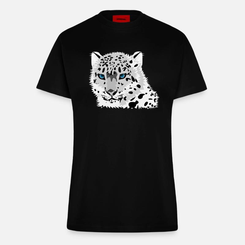 snow leopard - Fitted T-Shirt - made by SPREAD - SOLID BLACK