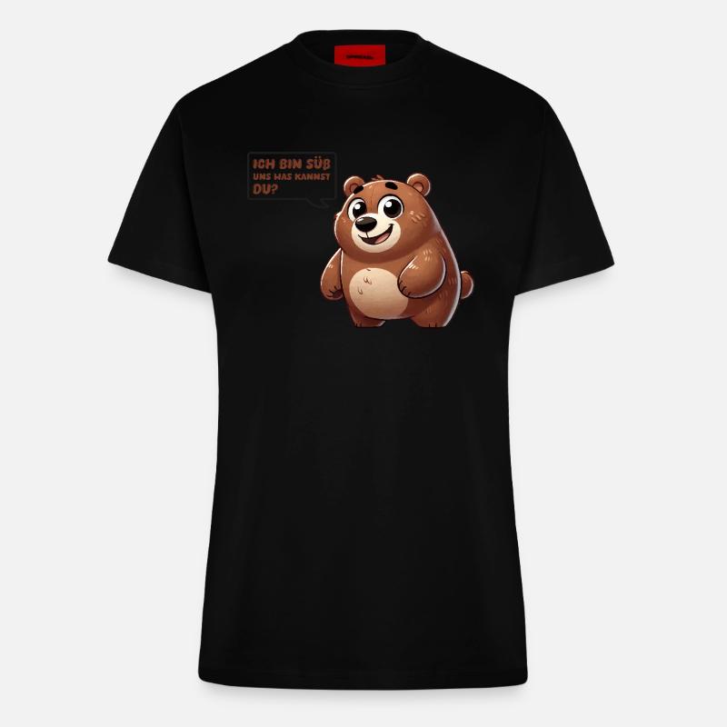 bär comic süß - Fitted T-Shirt - made by SPREAD - SOLID BLACK
