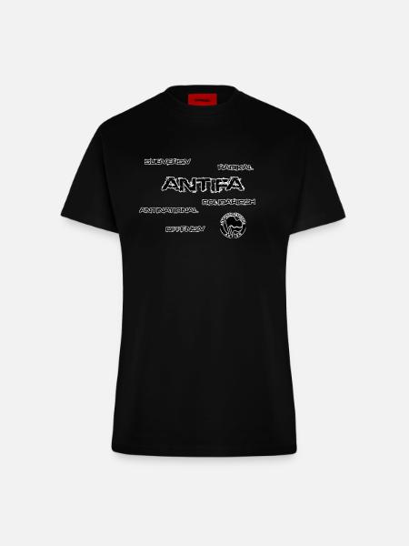 ANTIFA IST... - Fitted T-Shirt - made by SPREAD - SOLID BLACK