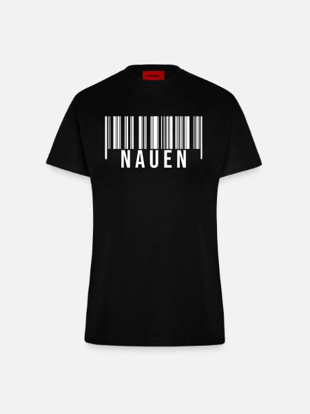 Nauen Strichcode - Fitted T-Shirt - made by SPREAD - SOLID BLACK