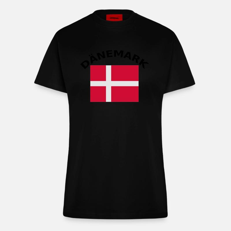 Denmark, Denmark, flag, flag - Fitted T-Shirt - made by SPREAD - SOLID BLACK