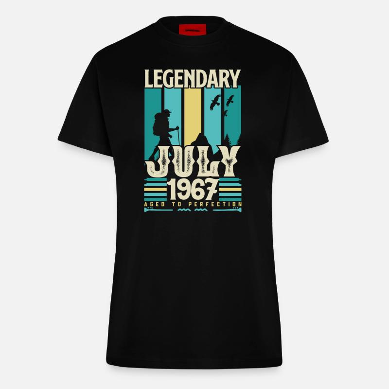 Geburtstagsgeschenk Juli 1967, Vintage Juli. - Fitted T-Shirt - made by SPREAD - SOLID BLACK
