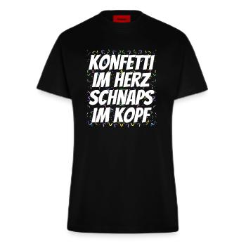 Karneval Konfetti Spruch - Fitted T-Shirt - made by SPREAD - SOLID BLACK - Vorne