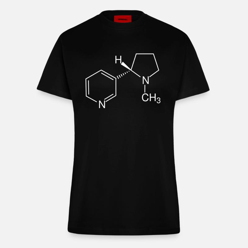 Nicotine structural formula - Fitted T-Shirt - made by SPREAD - SOLID BLACK
