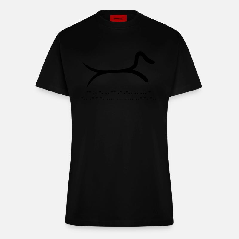 Dachshund with morse code - Fitted T-Shirt - made by SPREAD - SOLID BLACK