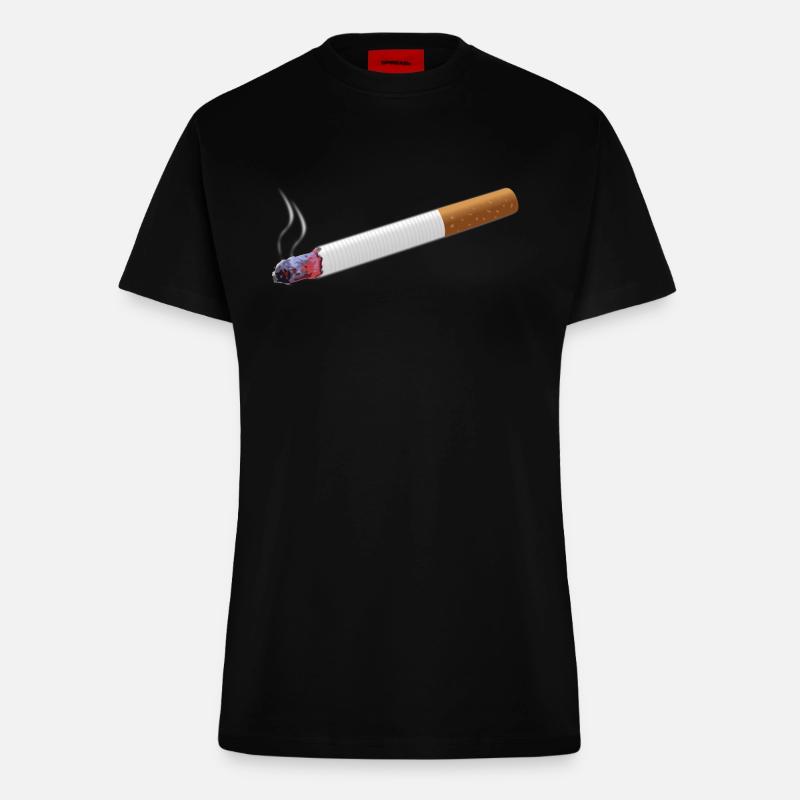 Cigarette - Fitted T-Shirt - made by SPREAD - SOLID BLACK