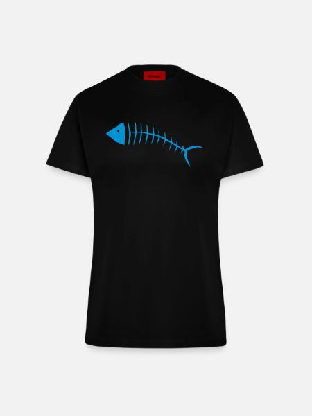 Fischgräte Fisch Gräte Skelett - Fitted T-Shirt - made by SPREAD - SOLID BLACK