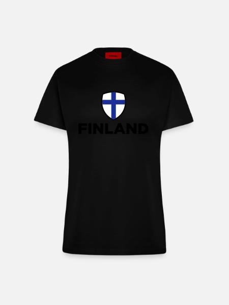 National Flag of Finland - Fitted T-Shirt - made by SPREAD - SOLID BLACK