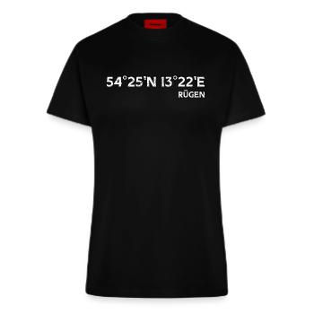 Rügen Souvenir Koordinaten Design - Fitted T-Shirt - made by SPREAD - SOLID BLACK - Vorne
