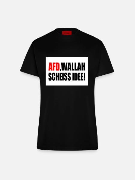 Afd wallah scheiss idee - Fitted T-Shirt - made by SPREAD - SOLID BLACK