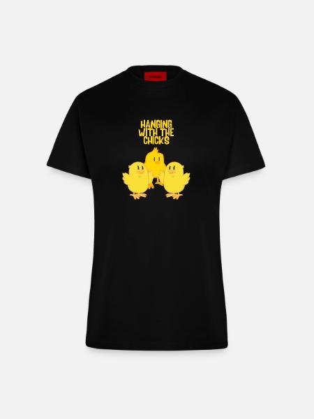 Mit den Chicks abhängen - Fitted T-Shirt - made by SPREAD - SOLID BLACK