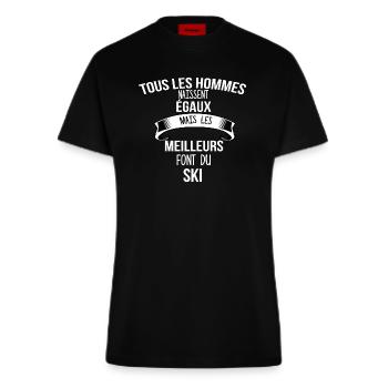 ski cadeau humour - T-shirt bio slim fit fabriqué en UE - SOLID BLACK - Devant