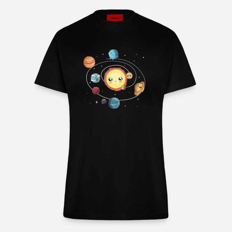 das Sonnensystem - Fitted T-Shirt - made by SPREAD - SOLID BLACK