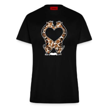 Giraffen-Liebes-Hemd - Fitted T-Shirt - made by SPREAD - SOLID BLACK - Vorne