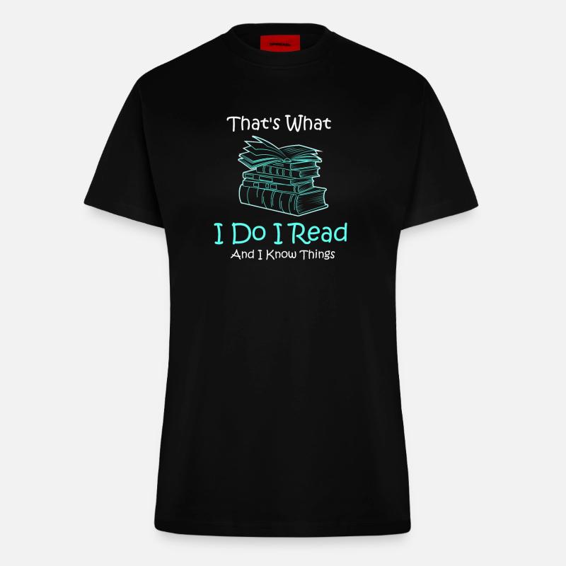 READING: I Read And I Know Things - Fitted T-Shirt - made by SPREAD - SOLID BLACK