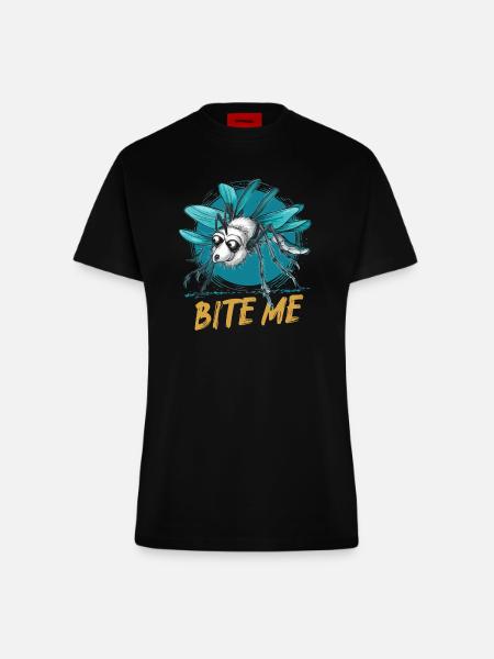 MOSQUITOS, BITE ME - Fitted T-Shirt - made by SPREAD - SOLID BLACK