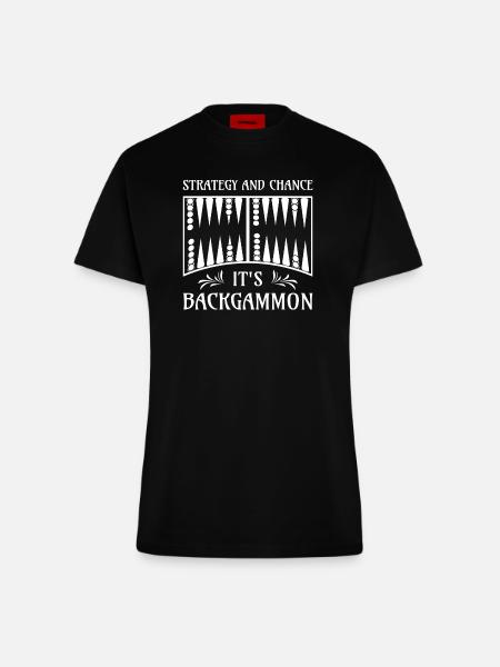 Backgammon Spiel - Fitted T-Shirt - made by SPREAD - SOLID BLACK