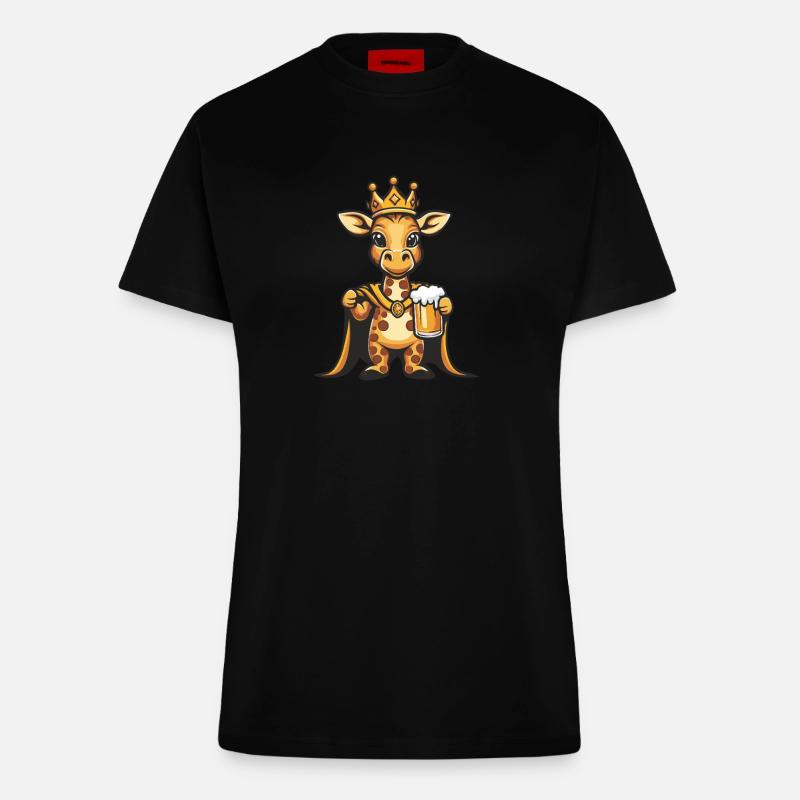 Giraffe Beer Funny - Fitted T-Shirt - made by SPREAD - SOLID BLACK
