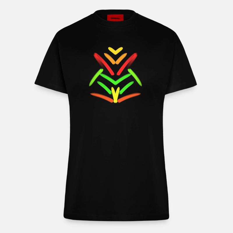 Abstract art with lines in patterns - Fitted T-Shirt - made by SPREAD - SOLID BLACK