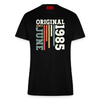 Original Juin 1985 Millésime 1985 Anniversaire 1985 - T-shirt bio slim fit fabriqué en UE - SOLID BLACK - Devant