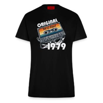 Cassette 1979. 45e anniversaire Original août 1979 - T-shirt bio slim fit fabriqué en UE - SOLID BLACK - Devant