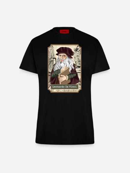 Leonardo Da Vinci - Fitted T-Shirt - made by SPREAD - SOLID BLACK