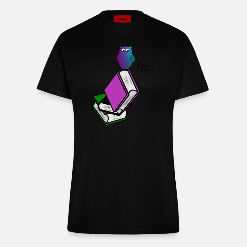 Buch Mit Eule - Fitted T-Shirt - made by SPREAD - SOLID BLACK