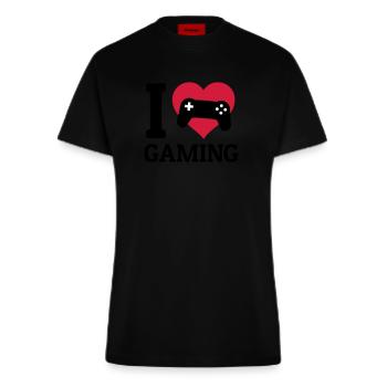 I love gaming - Fitted T-Shirt - made by SPREAD - SOLID BLACK - Front