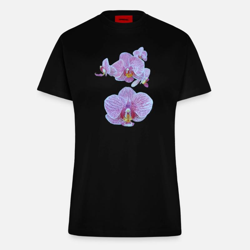 Orchideenblüten - Fitted T-Shirt - made by SPREAD - SOLID BLACK
