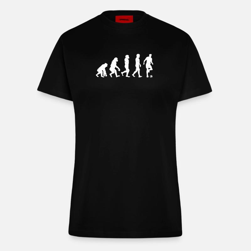 Mankind Evolution Soccer - Evolution Fußball - Fitted T-Shirt - made by SPREAD - SOLID BLACK