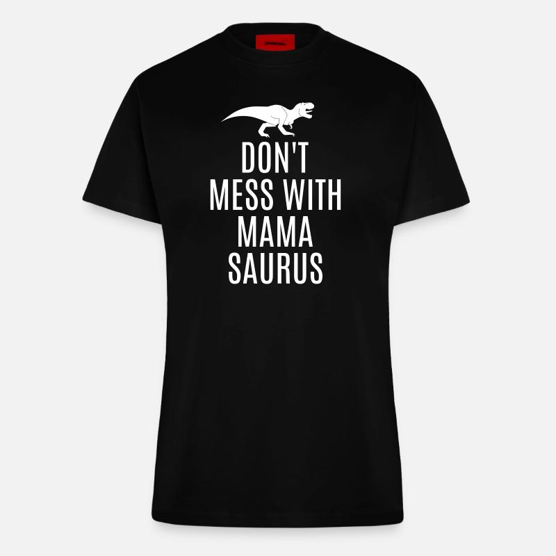Beste Mama Mamasaurus Dinosaurier lustig Mutter - Fitted T-Shirt - made by SPREAD - SOLID BLACK