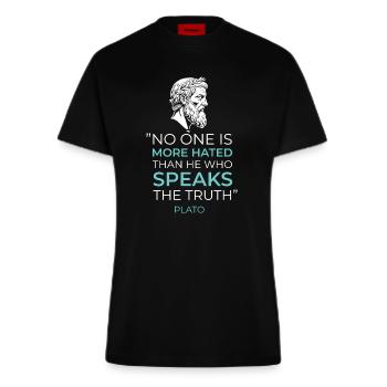 Griechische Philosophie Platon Zitat Wahrheit  - Fitted T-Shirt - made by SPREAD - SOLID BLACK - Vorne