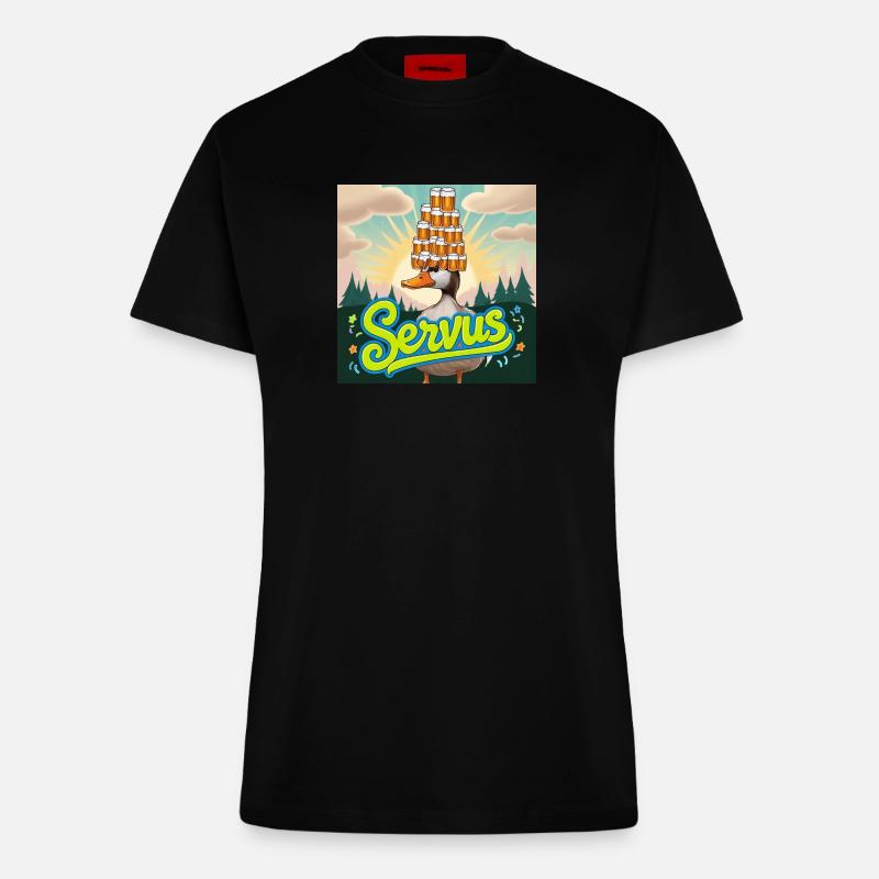 Servus meine Enteeen - Fitted T-Shirt - made by SPREAD - SOLID BLACK