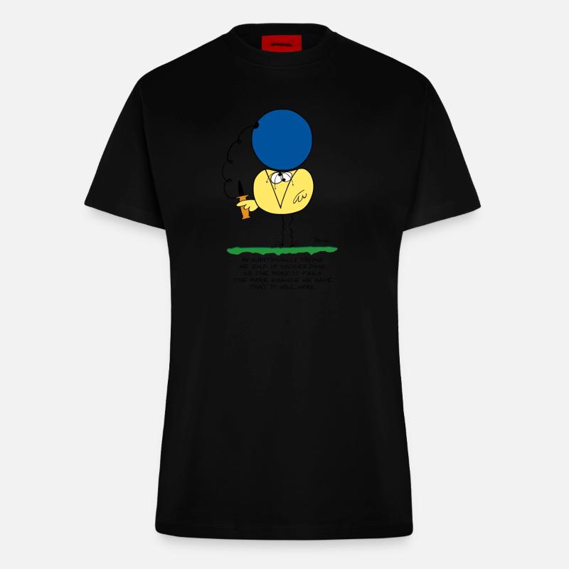By continually trying... (English version) - Fitted T-Shirt - made by SPREAD - SOLID BLACK