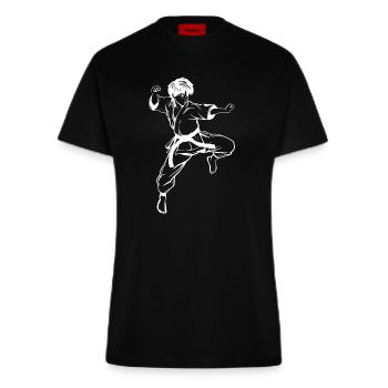 Karate Junge Skizze - Fitted T-Shirt - made by SPREAD - SOLID BLACK - Vorne