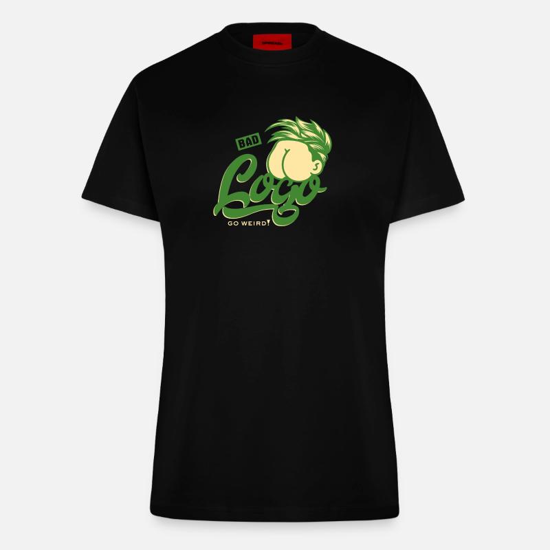 Funny and abstract - Bad logo, go weird - Fitted T-Shirt - made by SPREAD - SOLID BLACK